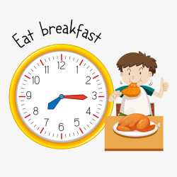 运动小孩学生作息早餐时间钟表矢量图高清图片