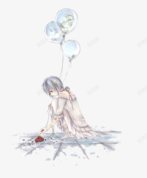 孤独气球与女孩png免抠素材_88icon https://88icon.com 女孩 孤单 孤独 寂寞 气球