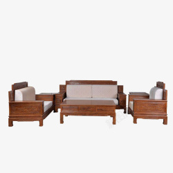 实木家具实物新中式沙发组合高清图片