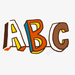 字母ABC卡通手绘彩绘字母矢量图高清图片