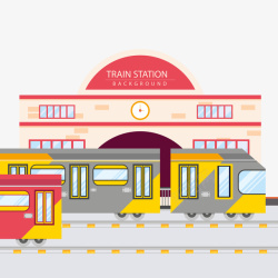 旅游交通彩色时尚火车站矢量图高清图片