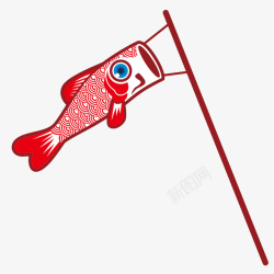 日本文化单个红色鲤鱼旗图案高清图片