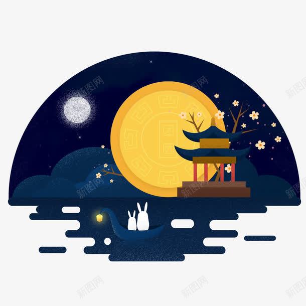 中秋佳节png免抠素材_88icon https://88icon.com 兔子 凉亭 团圆 圆月 思念 插图 月亮 月饼 玉兔