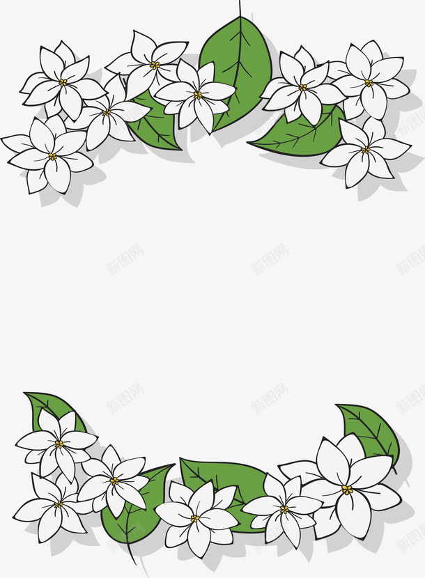 手绘茉莉花边png免抠素材_88icon https://88icon.com 白色茉莉 矢量png 茉莉 茉莉花 茉莉花藤 茉莉边框