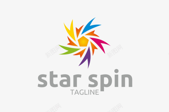 七彩大风车渐变的星星logo图标图标