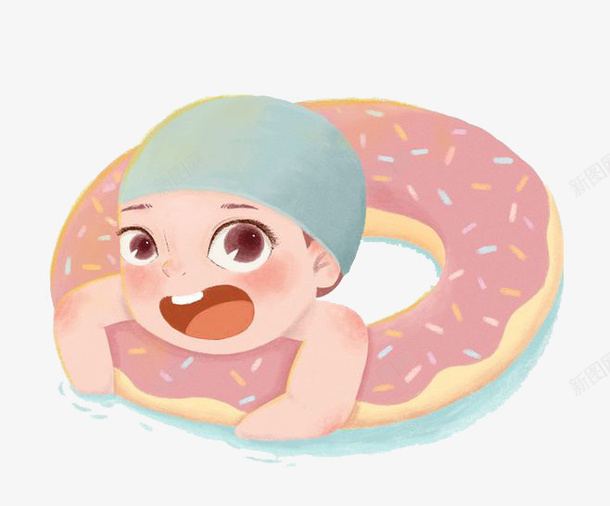 卡通婴儿png免抠素材_88icon https://88icon.com 卡通 婴儿 彩色 手绘 水彩 游泳 粉色 装饰