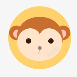 动物贴纸矢量卡通可爱的小猴子贴纸高清图片