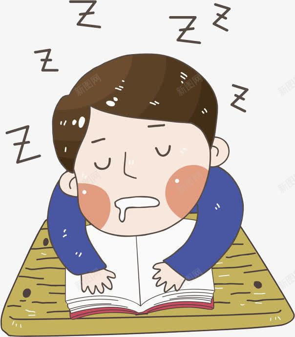 瞌睡的男孩png免抠素材_88icon https://88icon.com 卡通 学生 流口水 男孩 瞌睡的 蓝色的 课桌