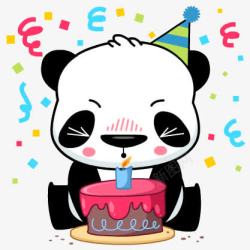卡通熊猫生日贺卡素材
