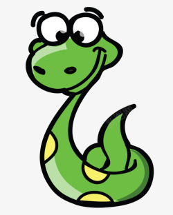 卡片扁平化绿色蛇超萌卡通手绘Q版动物高清图片