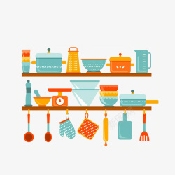 锅碗瓢盆彩色厨房厨具高清图片