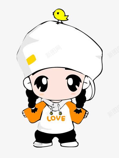 嘻哈风女孩png免抠素材_88icon https://88icon.com 卡通 小鸟 帽子 街舞