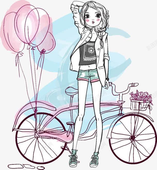 手绘单车女孩png免抠素材_88icon https://88icon.com 单车 女孩 女生 手绘人物 气球