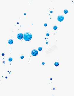 蓝色漂浮水滴素材