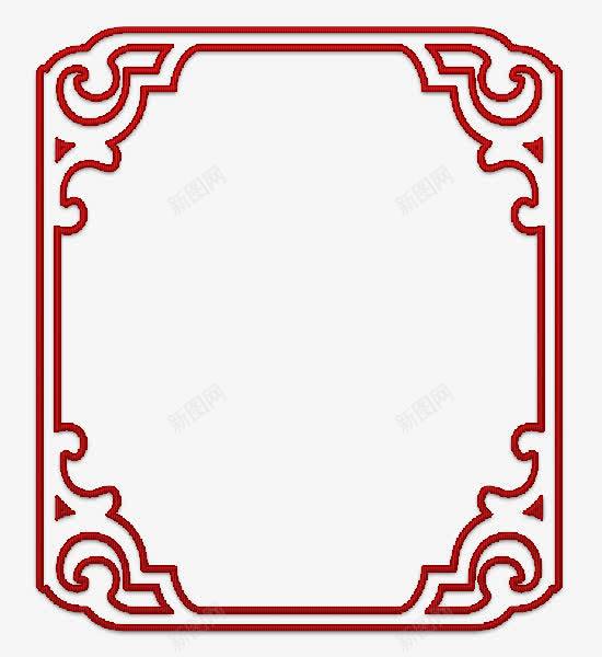 红色古风边框线条png免抠素材_88icon https://88icon.com 古风 红色 线条 边框
