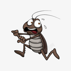逃亡卡通惊恐逃跑的蟑螂高清图片
