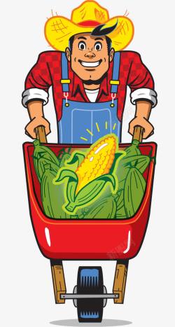玉米堆推着一车玉米的农民高清图片