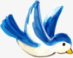 春天蓝色水彩小鸟装饰素材