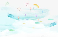 水彩绘美人鱼水彩绘创意清新蓝天白云天空背景高清图片