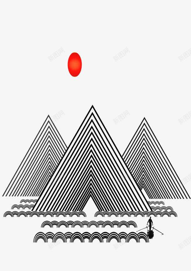 山水png免抠素材_88icon https://88icon.com 太阳红日几何形状的山