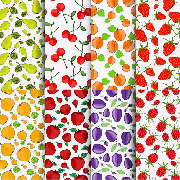 卡通水果无缝背景矢量图eps免抠素材_88icon https://88icon.com 无缝背景 桃子 梨 樱桃 水果 苹果 草莓 蓝莓 矢量图