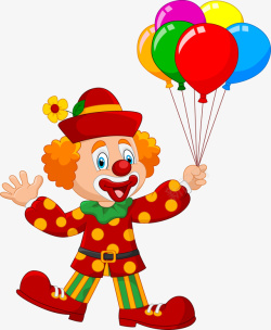 彩色小丑小丑与气球矢量图高清图片