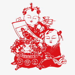 寿星海报中国风喜庆福娃剪纸高清图片