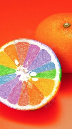 相近色橙子多彩水果艺术H5背景高清图片