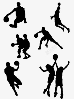 灌篮的人物大气打篮球人物剪影高清图片