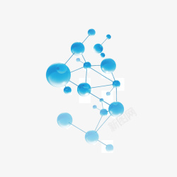 蓝色分子结构立体球矢量图素材