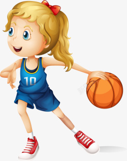 球衣儿童节打篮球的女孩高清图片