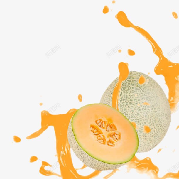 哈密瓜png免抠素材_88icon https://88icon.com 冰爽 好喝的果汁 新鲜的哈密 果汁 橙色 水果 瓜果 飞溅的果汁 鲜榨