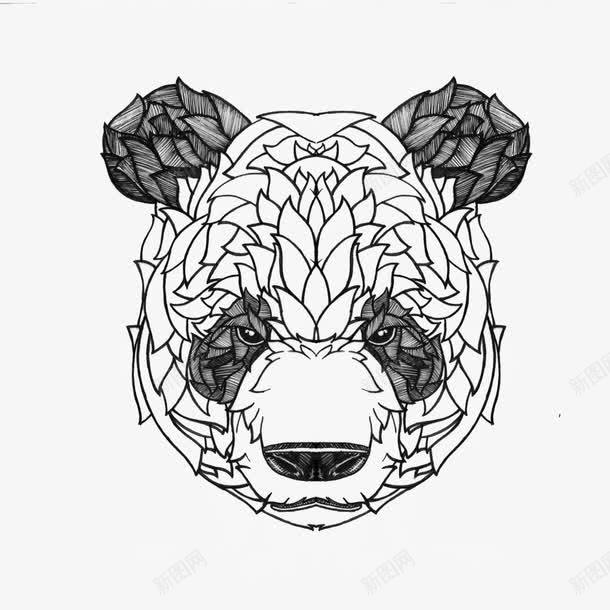 黑色熊猫png免抠素材_88icon https://88icon.com 熊猫 线条 装饰素材 铅笔画 黑白