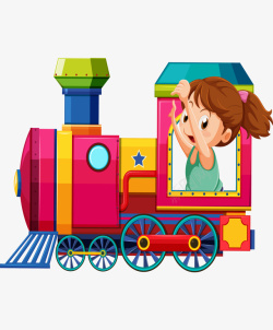 坐在火车上的小女孩素材
