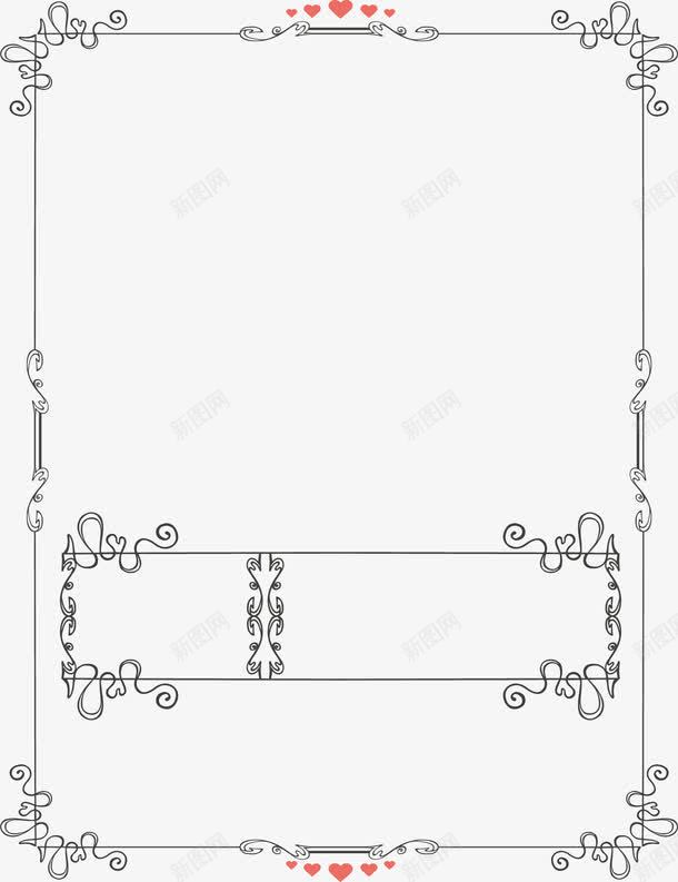 小清新灰色边框png免抠素材_88icon https://88icon.com 小清新边框 弯曲藤蔓 灰色藤蔓 灰色边框 简约 红色爱心