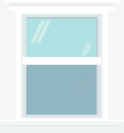 蓝色反光简约窗户素材