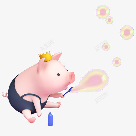 可爱小猪吹泡泡元素png免抠素材_88icon https://88icon.com C4D 光泽 创意 可爱 小猪 气泡 玩耍 质感