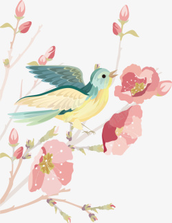 卡通水彩工笔花鸟装饰图案素材