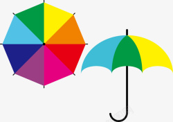 彩色卡通雨伞矢量图素材
