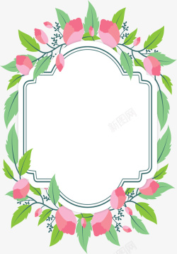 粉色玫瑰春天边框矢量图素材