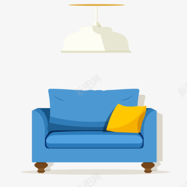 客厅装饰山水画沙发室内客厅装修家具摆设素矢量图图标图标