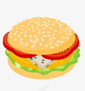 碎石片手绘卡通鸡排汉堡图标图标