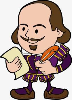 紫色的头发莎士比亚卡通插画高清图片