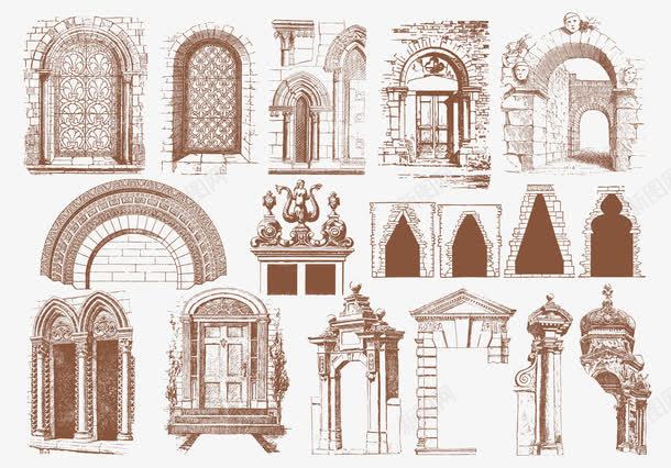 复古欧式门头矢量图ai免抠素材_88icon https://88icon.com 复古 手绘 欧式 法式建筑 矢量素材 装饰 门头 矢量图