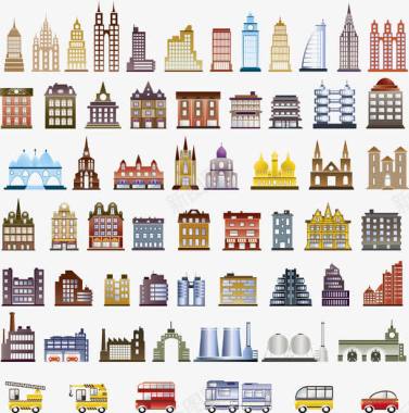 城堡建筑群各类生活图标图标