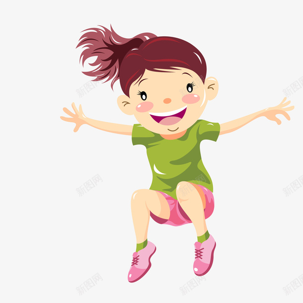 卡通跳起来的女孩人物png免抠素材_88icon https://88icon.com 人物设计 儿童生活节 天猫校园季 校园运动会 跳起来 高兴的跳起来