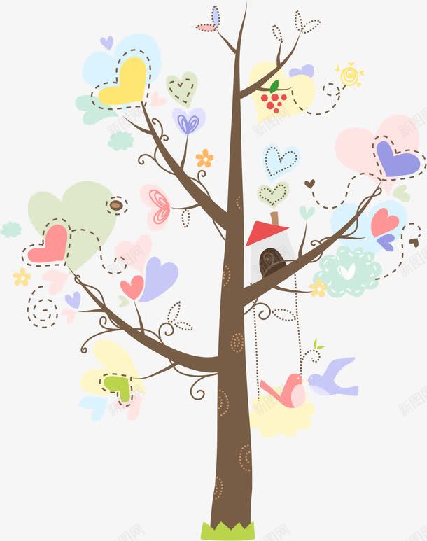 爱心树png免抠素材_88icon https://88icon.com AI 卡通 叶子 大树 彩色 心形 手绘 抽象 树木 爱心 线条