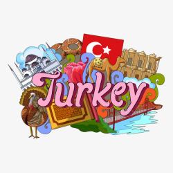 金秋旅游节土耳其地标建筑文化旅游宣传矢量图高清图片
