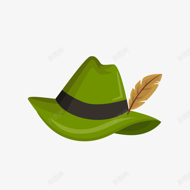 绿色的帽子矢量图ai免抠素材_88icon https://88icon.com 卡通 帽子设计 服饰搭配 绿帽子 绿色 羽毛 矢量图