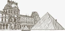 法国建筑速写卢浮宫高清图片